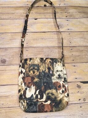 Dog Print Crossbody Shoulder Bag - Multicolor Pup Pattern